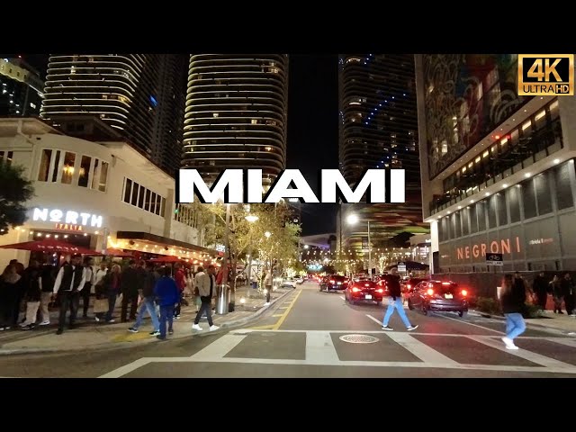 Driving The Streets of Downtown Miami Florida After Dark 4K