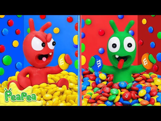 Pea Pea Explores Funny Challenges in the Mysterious 100 Button Room | Pea Pea - Cartoon for kids