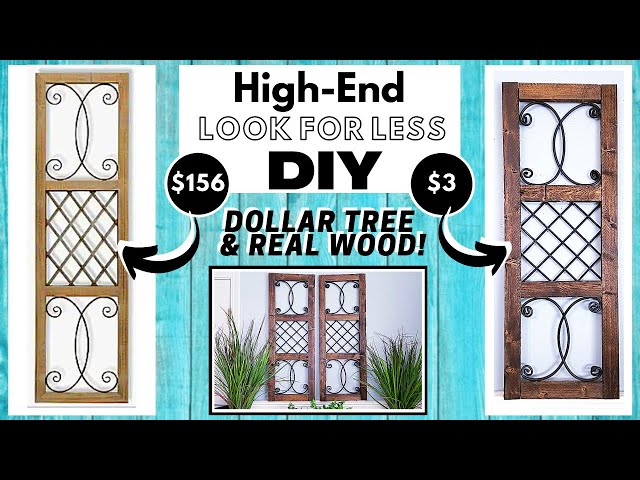 HIGH END DIY Look for Less | Wood & Faux Iron Wall Decor | Shutter Style | DOLLAR TREE & Wood for $3