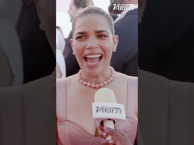 #Barbie star #AmericaFerrera gets excited about #NickiMinaj's appearance on the pink carpet