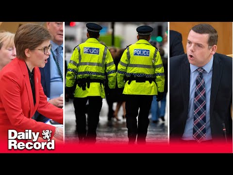 Nicola Sturgeon and Douglas Ross in fiery clash over police pay
