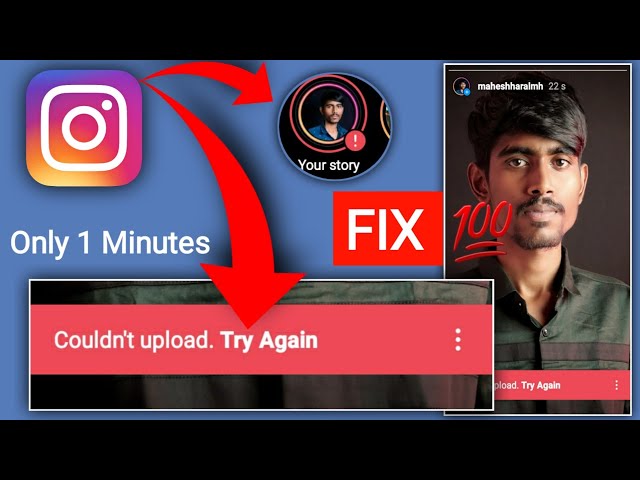 How to Fix instagram Couldn't Upload Try Again Story Uploading problem Solved | Easy 1 Minutes Only