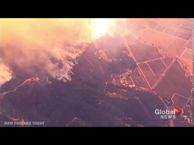U.S. West Coast Wildfires: Aerial footage shows new "Glass Fire" in Napa County, California