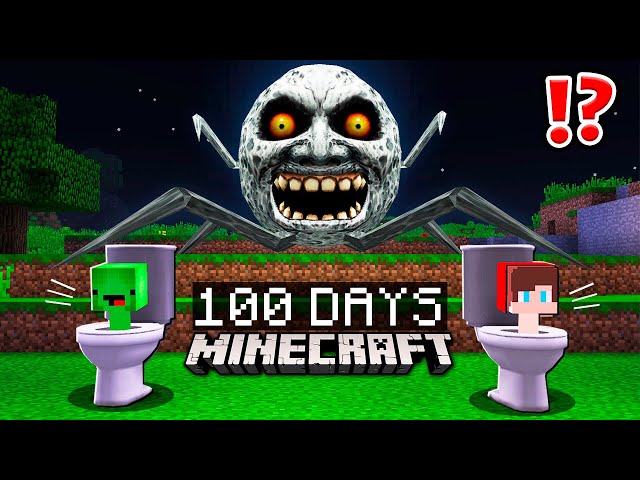 HOW MIKEY and JJ SURVIVED 100 DAYS of GIANT LUNAR MOON ATTACK in Minecraft? - Minecraft (Maizen)