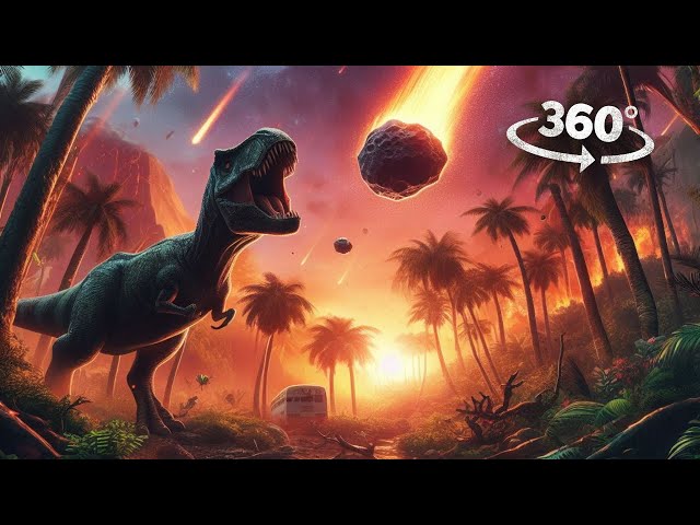 360° Dinosaurs Extinction: Asteroid Rain, Tsunami and Wildfires  VR 360 Video 4K Ultra HD
