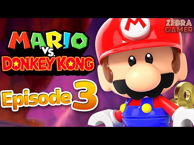 Mario vs. Donkey Kong Gameplay Walkthrough Part 3 - World 3 Fire Mountain!