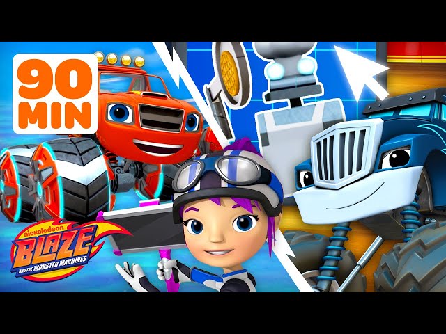 90 MINUTES of Crusher Builds Robots & Gabby's Mechanic Missions! | Blaze and the Monster Machines