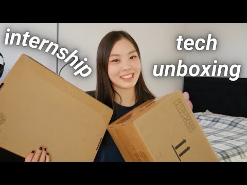 HUGE Tech Unboxing For My Internship *the entire setup* 📦