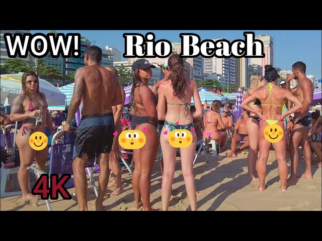 RIO De Janeiro Beach Walk, Brazil. GORGEOUS Leblon Beach Walk😍 + Chilled Music😎. LOVELY Rio Beaches.