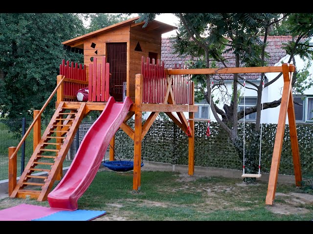 Homemade Wooden PLAYGROUND/ PLAYHOUSE   #TimeLapse