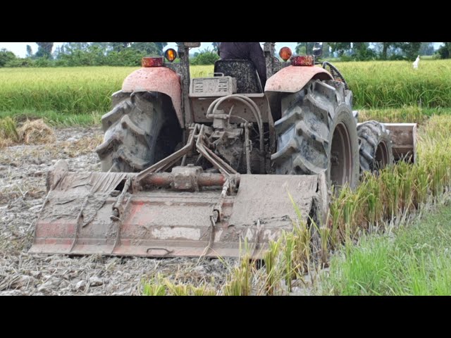 Ultimate Heavy Agriculture Equipment Kubota M6040SU Tractor And Rotavator Vs. Muddy Field