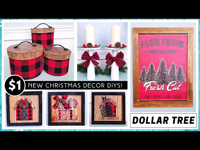 4 DOLLAR TREE & DOLLAR GENERAL CHRISTMAS DIYs | Red & Black Buffalo Check Holiday Decor | High End