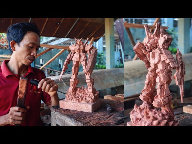 Wood Carving - GUNDAM : How to make a WOODEN ROBOT