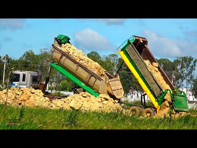 operating heavy machinery dumper truck bulldozer working