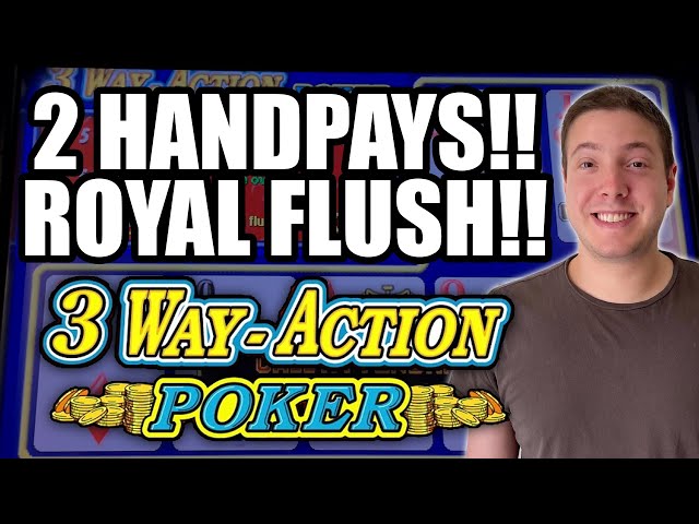 2 JACKPOT HANDPAYS! ROYAL FLUSH AND QUADS WITH THE KICKER! 3 WAY-ACTION POKER HIGH LIMIT!!