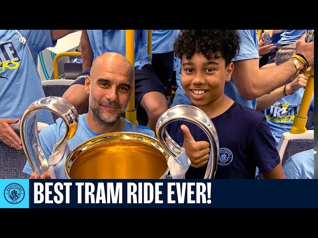 TRAM RIDE WITH THE TREBLE WINNERS! | Man City take a Manchester icon to the Parade!