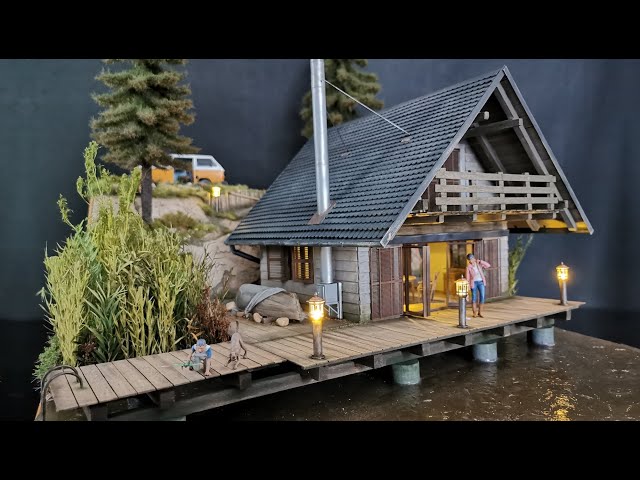 Beautiful Blockhouse Modelling Diorama in scale 1:35 / Model house in the water