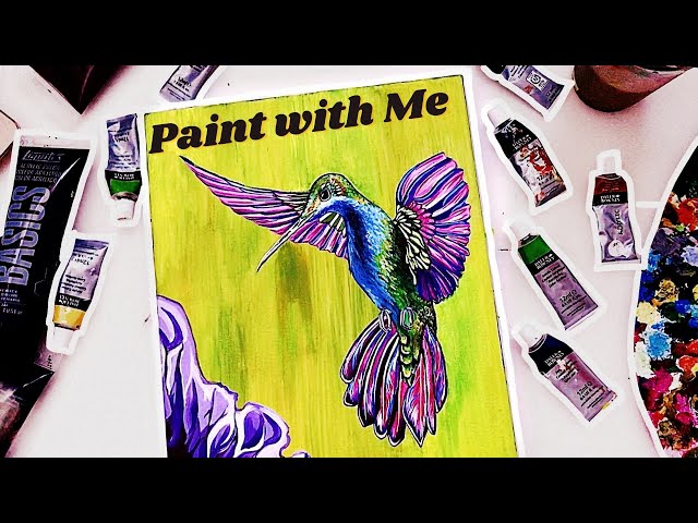 (sub) Paint with Me: A Hummingbird | acrylic painting | Malaysia