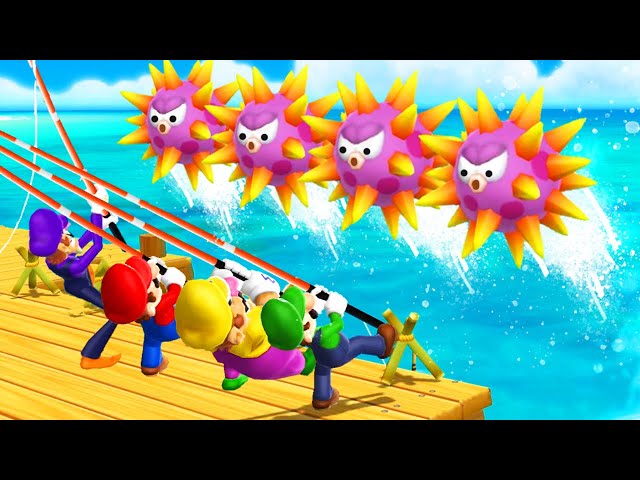 Mario Party 9 - All Funny Minigames - Mario vs Luigi vs Waluigi vs Wario