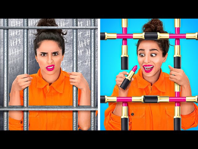 HOW TO BRING MAKEUP TO JAIL || Cool Ideas To Makeup Anything Anywhere by 123 GO!