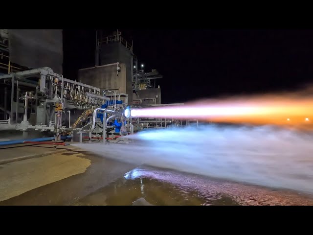BE-7 Thrust Chamber Assembly Hotfire Test at NASA Marshall Space Flight Center Test Stand 116