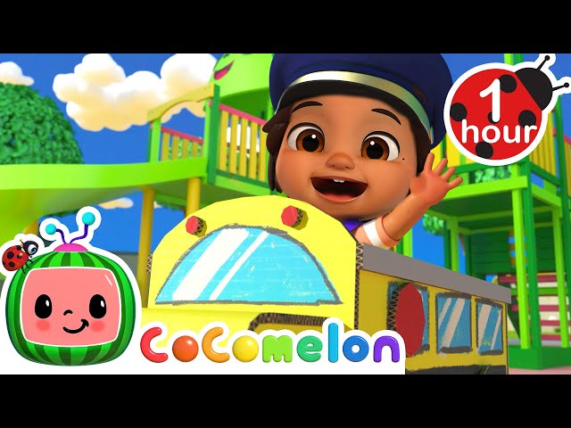 Wheels on the Bus (Play Outside) | Little Angel & Cocomelon Nursery Rhymes