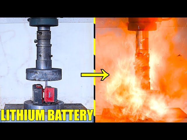 Crushing Huge Lithium Ion Batteries with Hydraulic Press