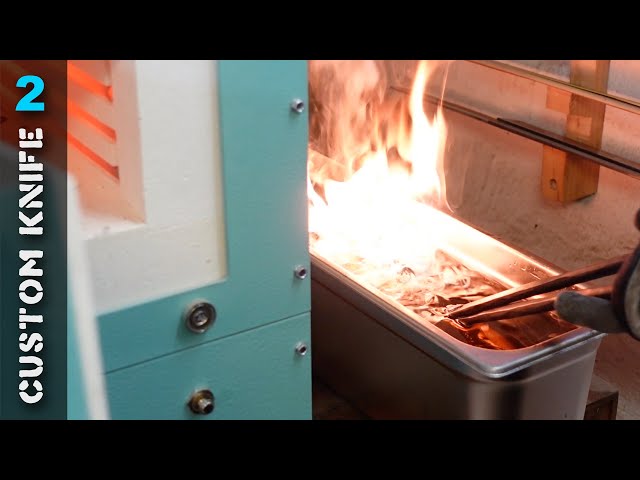 Custom Knife - Episode 2: grinding the bevel, heat treatment