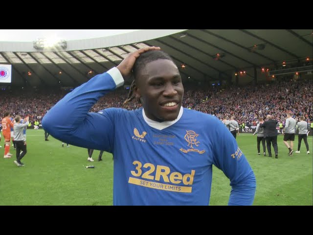 Rangers' Calvin Bassey speaks after winning the Scottish Cup in extra time
