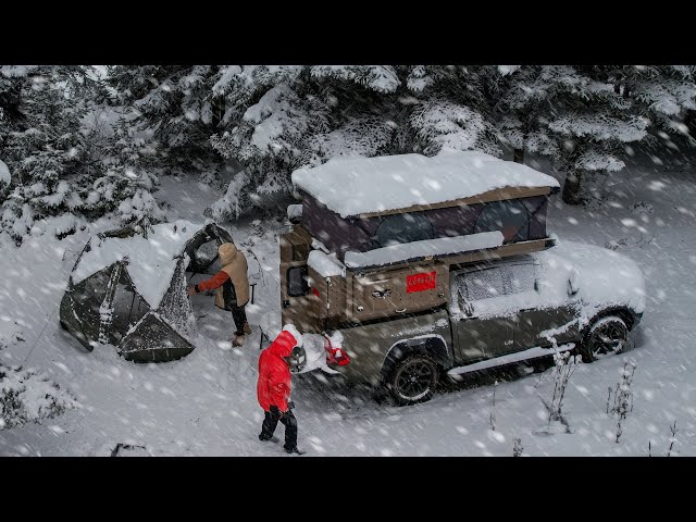 CAMPING WITH PICK-UP CAMPER IN A SNOWSTORM