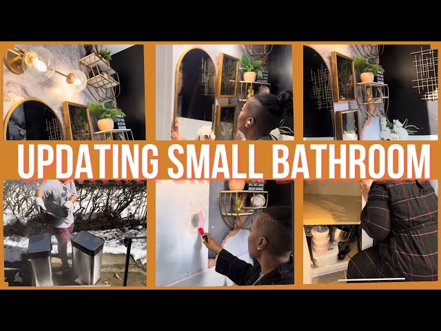 UPDATING SMALL BATHROOM / NEW LIGHT FIXTURE AND ARTWORK / POWDER ROOM TRANSFORMATION/ SHYVONNE