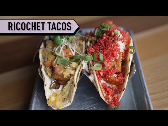 Hot Cheeto tacos served at Ricochet Tacos in Crown Point, Indiana