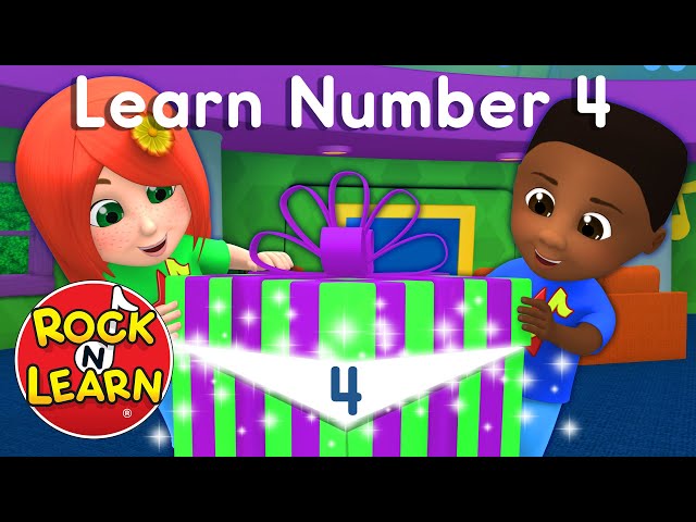 Learn About the Number 4 | Number of the Day: 4 | Four with Manipulatives | Rock 'N Learn