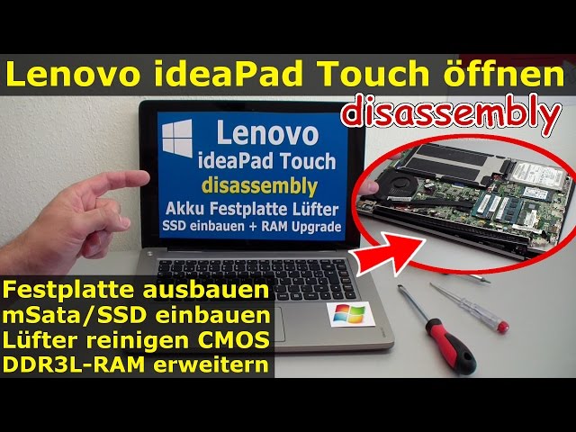 Lenovo ideaPad Touch auseinanderbauen | HDD SSD tauschen | Lüfter | RAM Upgrade | u410
