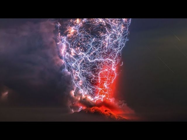 Lightning Storm Inside A Volcano