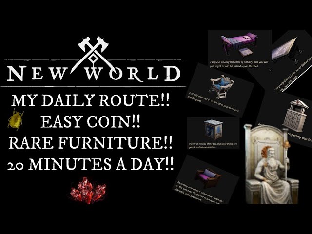 New World EASY COIN!!! My Daily Acid Chest Run!! Amazing Rare Furniture, Scarabs, and MORE!!