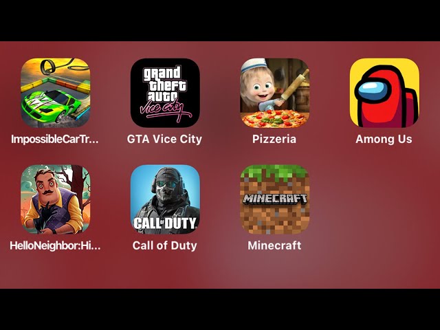 Impossible Car Track 3d,GTA Vice City,Masha and the Bear,Among Us,Call of Duty Mobile,MineCraft