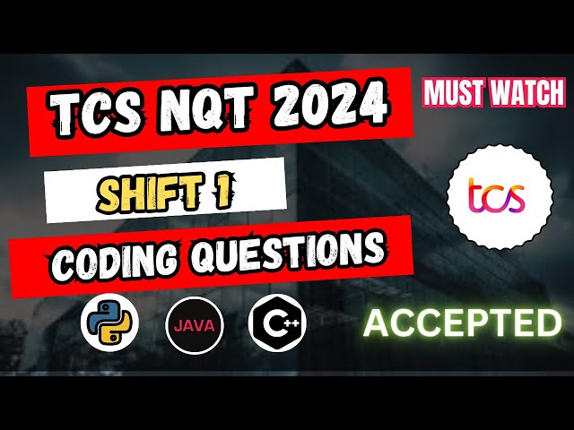 26th April Shift 1- Coding Questions & Solutions | TCS NQT 2024 | #python #cpp #java