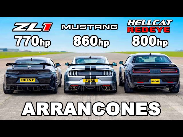 Ford Mustang vs Chevy Camaro vs Dodge Hellcat Redeye: ARRANCONES