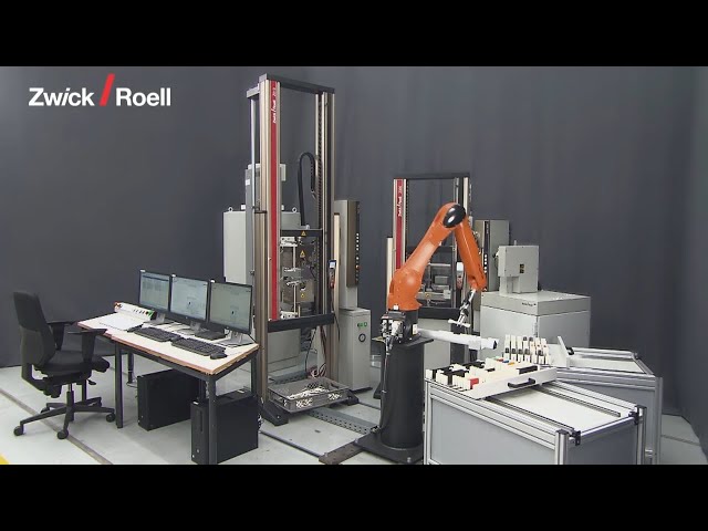 Robotic testing system roboTest R for tensile and flexure tests on plastics