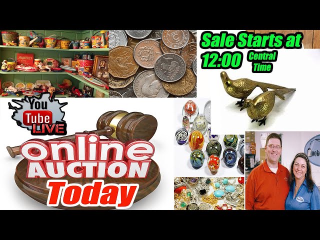 Live 3 hour Auction Coins, paperweights, Vintage Named Jewelry and much much more!