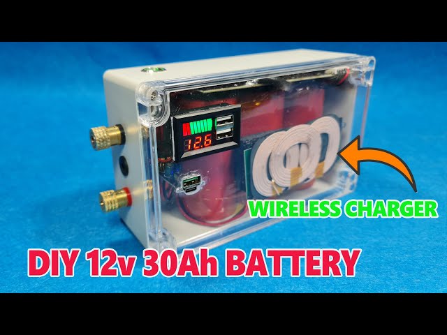 DIY 12v 30Ah 150A tesla battery with Type-C PD QC 3.0 4.0 and wireless charger