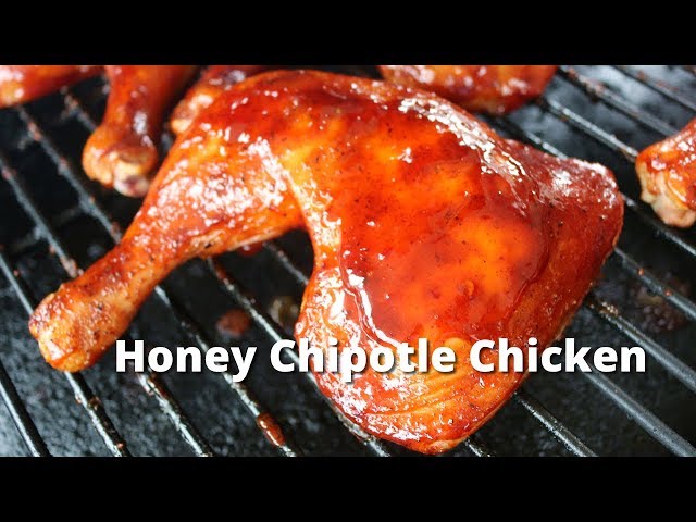 Honey Chipotle Chicken Quarters | Grilled Chicken with Honey Chipotle Sauce on Big Green Egg