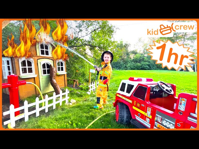 Firefighter and police rescue compilation with kids fire truck and police car Educational | Kid Crew