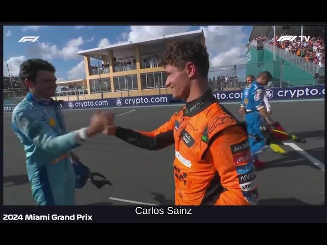 Compilation of other drivers congratulating Lando Norris