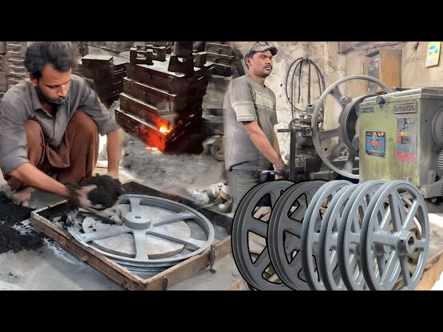 Manufacturing Process of V Belt Pulley Through Iron Casting || Pulley Machining on Lathe Machine