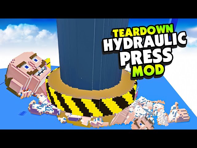 CRUSHING CARS and HUMANS With HYDRAULIC PRESS MOD! - Teardown Mods