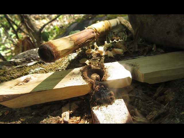 First "On Site" Hand Drill Ember :  Black Cap on Black Cottonwood