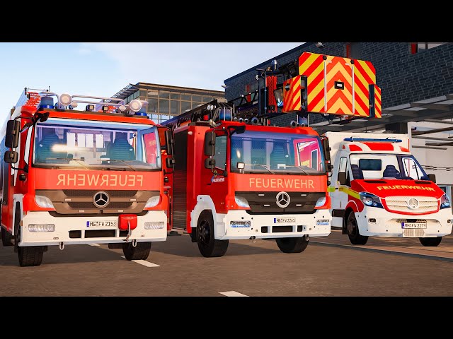Emergency Call 112 - Mönchengladbach Firefighters, Ladder Truck First Responding! 4K