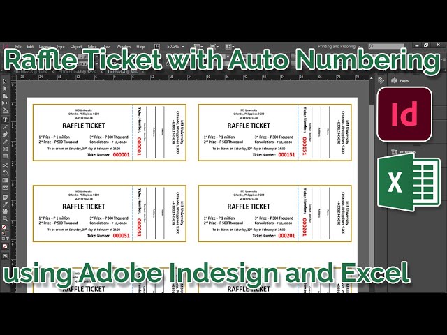 Raffle Ticket Auto Numbering Using Adobe Indesign and Microsoft Excel